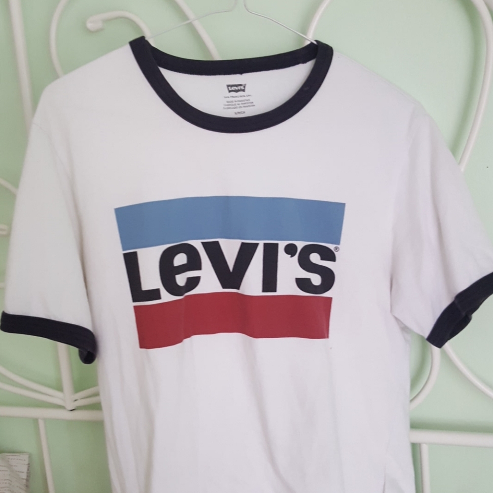 Levis white ringer logo tee